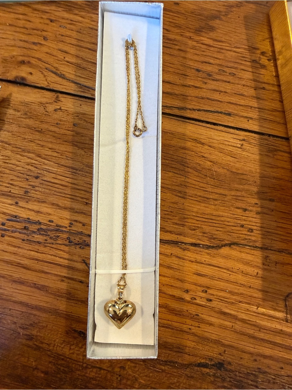 Vintage 925 Gold puffed Heart Pendant Necklace and 2 heart bracelets also 925 - Picture 2 of 10